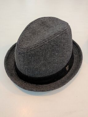 Brixton Black/Gray Herringbone Fedora Hat L/XL